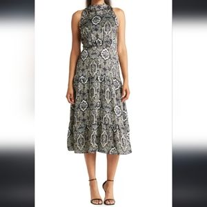 Sam Edelman Mock Neck Paisley Midi Dress